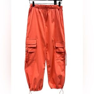 Women’s Orange Lightweight Pocketed Cargo Pants NWT